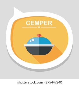 kitchenware pot flat icon with long shadow,eps10
