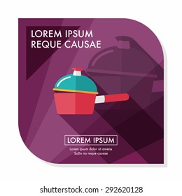 kitchenware pot flat icon with long shadow,eps10