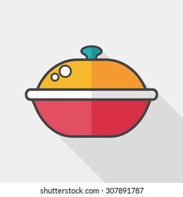 kitchenware pot flat icon with long shadow,eps10