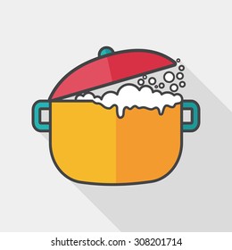 kitchenware pot flat icon with long shadow,eps10