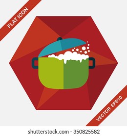 kitchenware pot flat icon with long shadow,eps10