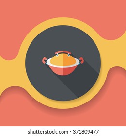 kitchenware pot flat icon with long shadow,eps10