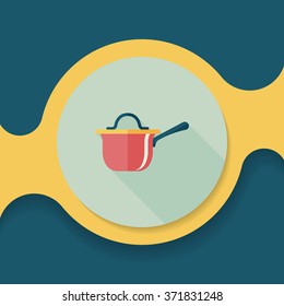 kitchenware pot flat icon with long shadow,eps10