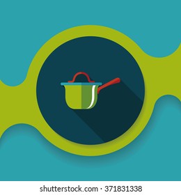 kitchenware pot flat icon with long shadow,eps10