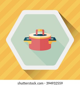 kitchenware pot flat icon with long shadow,eps10