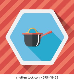 kitchenware pot flat icon with long shadow,eps10