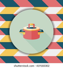 kitchenware pot flat icon with long shadow,eps10
