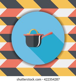 kitchenware pot flat icon with long shadow,eps10