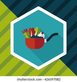 kitchenware pot flat icon with long shadow,eps10