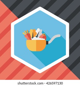 kitchenware pot flat icon with long shadow,eps10
