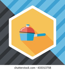 kitchenware pot flat icon with long shadow,eps10