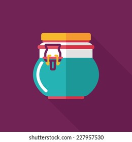 kitchenware preserving container flat icon with long shadow,eps10