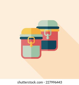 kitchenware preserving container flat icon with long shadow,eps10