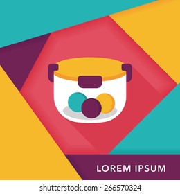 kitchenware preserving container flat icon with long shadow,eps10