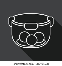 kitchenware preserving container flat icon with long shadow,eps1, line icon