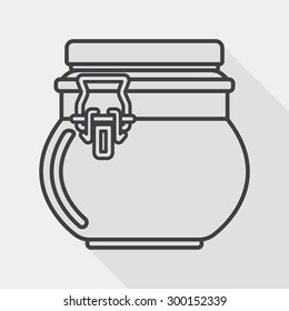 kitchenware preserving container flat icon with long shadow,eps1, line icon