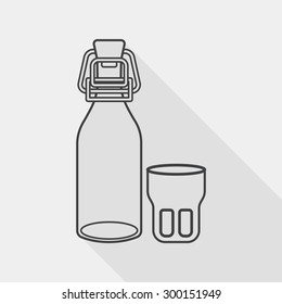 kitchenware preserving drink flat icon with long shadow, line icon