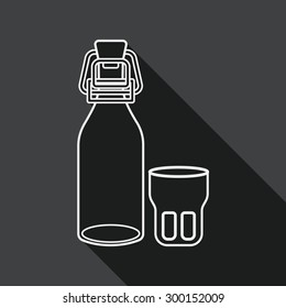 kitchenware preserving drink flat icon with long shadow, line icon