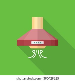 Kitchenware range hood flat  icon with long shadow,circle,eps10,interface,button