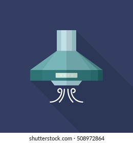 Kitchenware range hood flat  icon with long shadow,circle,eps10,interface,button