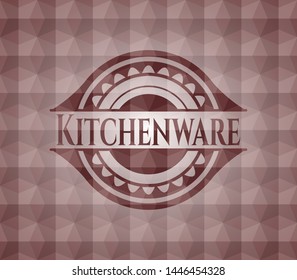 Kitchenware red polygonal badge. Seamless.