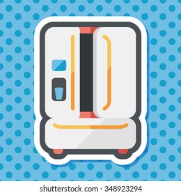 Kitchenware refrigerator flat icon with long shadow,eps10