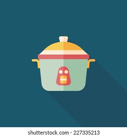 kitchenware rice cooker flat icon with long shadow,eps10