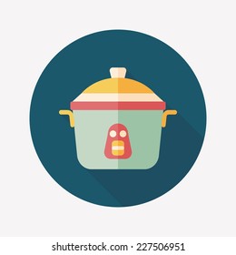 kitchenware rice cooker flat icon with long shadow,eps10