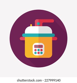 kitchenware rice cooker flat icon with long shadow,eps10