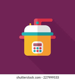 kitchenware rice cooker flat icon with long shadow,eps10
