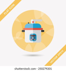 kitchenware rice cooker flat icon with long shadow,eps10