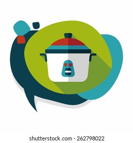 kitchenware rice cooker flat icon with long shadow,eps10