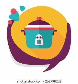 kitchenware rice cooker flat icon with long shadow,eps10
