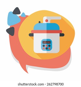 kitchenware rice cooker flat icon with long shadow,eps10