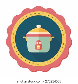 kitchenware rice cooker flat icon with long shadow,eps10