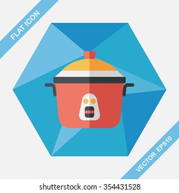kitchenware rice cooker flat icon with long shadow,eps10
