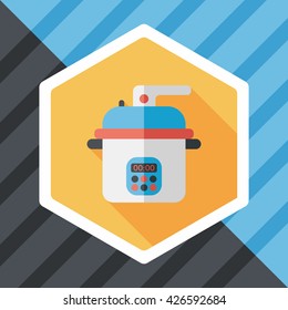 kitchenware rice cooker flat icon with long shadow,eps10