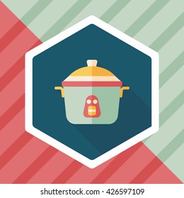kitchenware rice cooker flat icon with long shadow,eps10