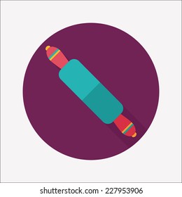kitchenware rolling pin flat icon with long shadow,eps10
