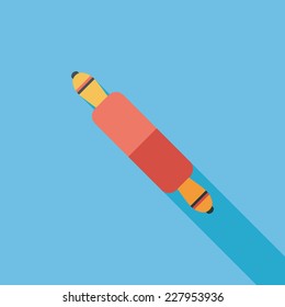 kitchenware rolling pin flat icon with long shadow,eps10