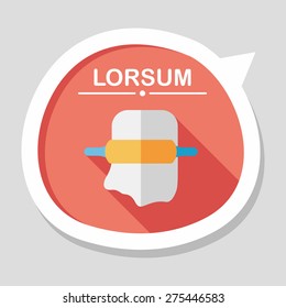 kitchenware rolling pin flat icon with long shadow,eps10