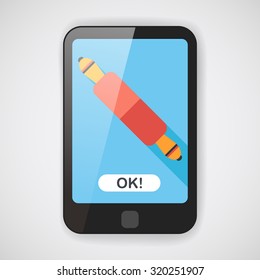 kitchenware rolling pin flat icon with long shadow,eps10