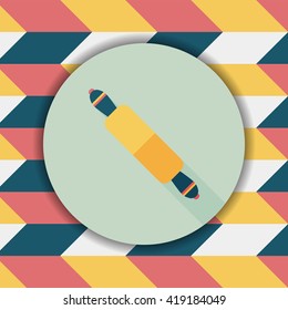 kitchenware rolling pin flat icon with long shadow,eps10
