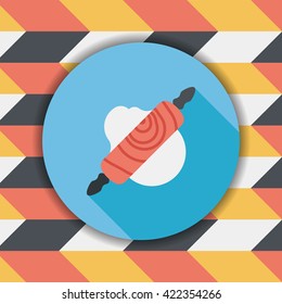kitchenware rolling pin flat icon with long shadow,eps10