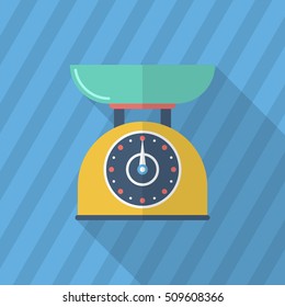 Kitchenware scales flat  icon with long shadow,circle,eps10,interface,button