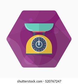 Kitchenware scales flat  icon with long shadow,circle,eps10,interface,button
