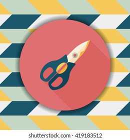 kitchenware scissors flat icon with long shadow,eps10