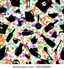 Kitchenware seamless pattern. Vector illustration