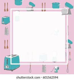 Kitchenware Set Pattern With Text Box