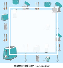 Kitchenware Set Pattern With Text Box